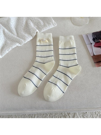 Rufia - Classic Striped Ribbed Crew Socks