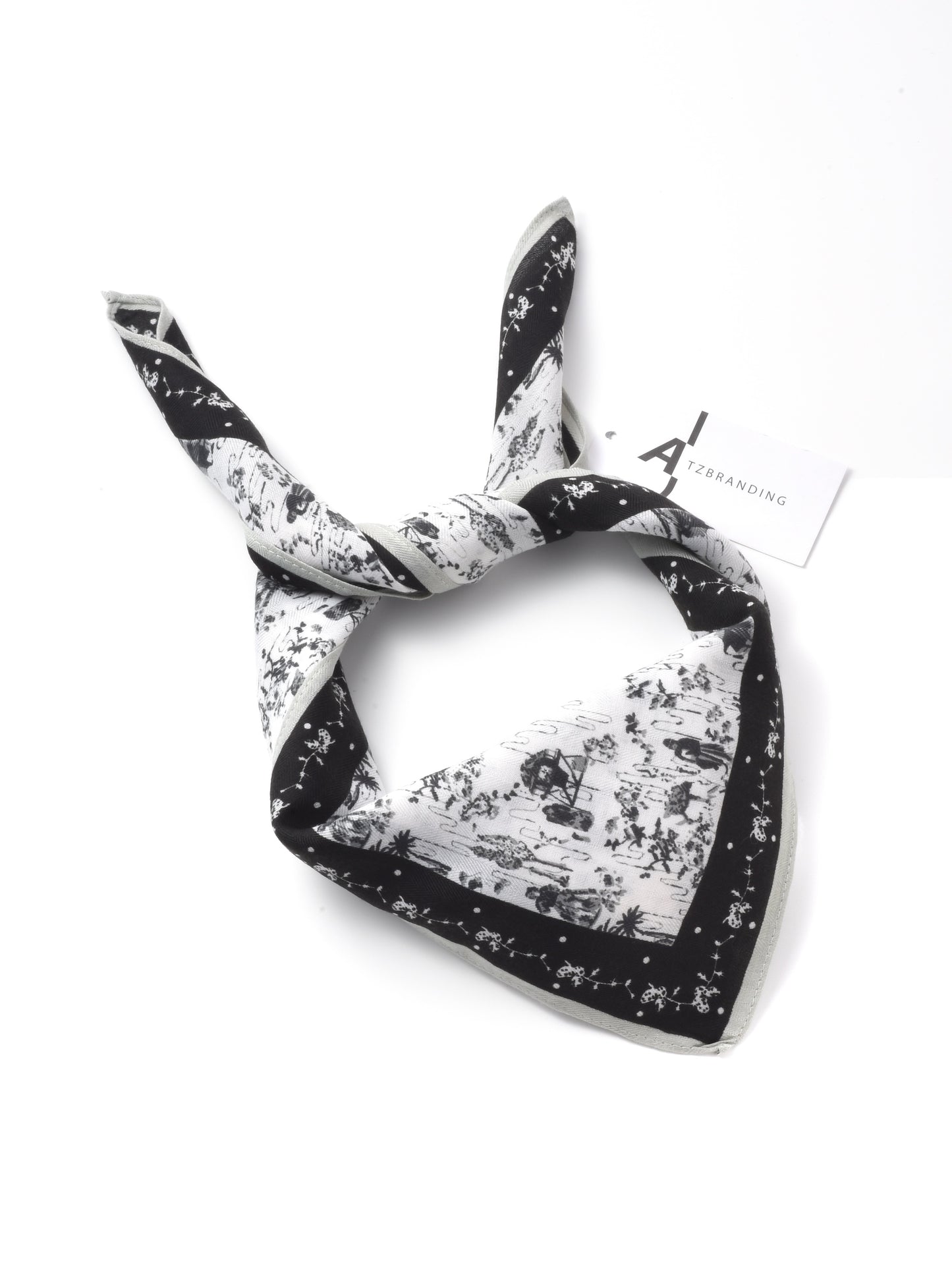 Scarvii - Sweet Floral Print Small Square Scarf