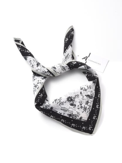 Scarvii - Sweet Floral Print Small Square Scarf