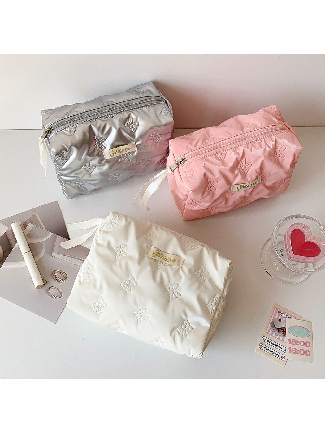 Cosbai - Minimal Embossed Storage Makeup Bag