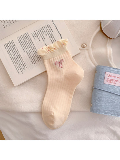 Rufia - Bow Embroidered Ruffle Crew Socks product image 6