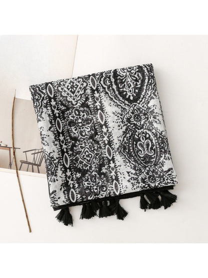 Scarvii - Contrast Panel Tassel Scarf