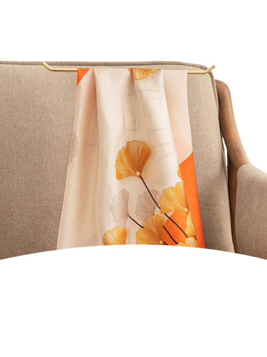 Scarvii - Ginkgo Leaf Print Square Scarf