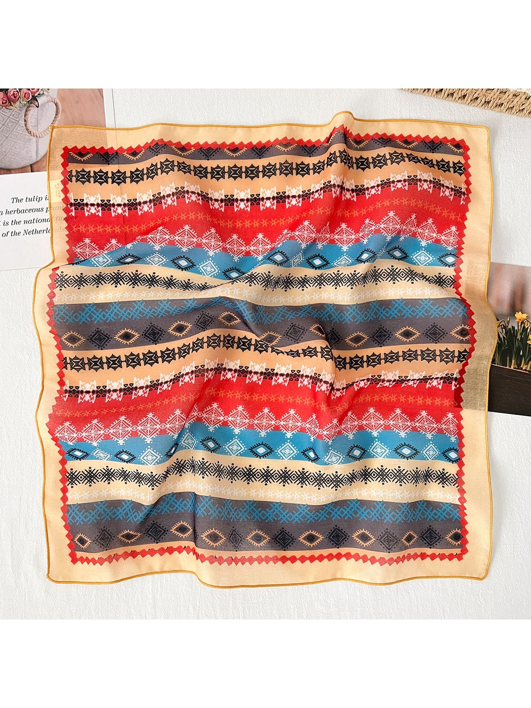 Scarvii - Geometric Print Decorative Square Scarf