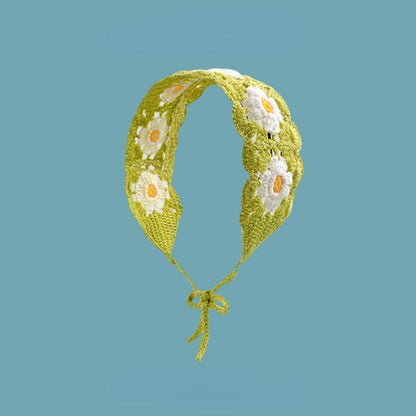 Haila crochet flower hairband shown with a focus on the flower embellishment