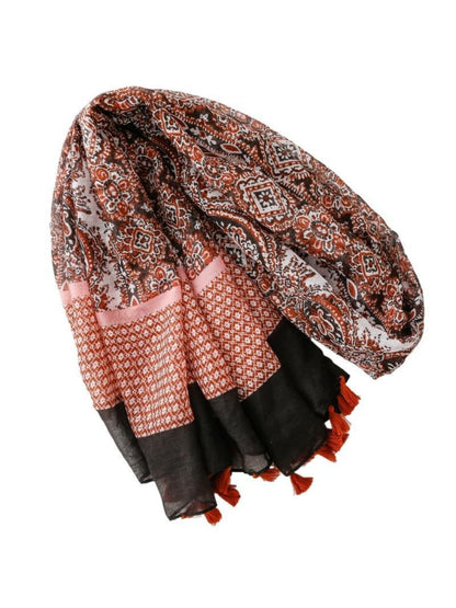 Scarvii - Contrast Panel Tassel Scarf
