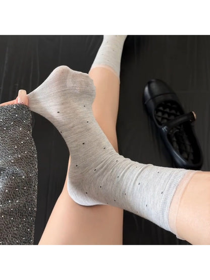 Rufia - Simple Polka Dot Casual Crew Socks