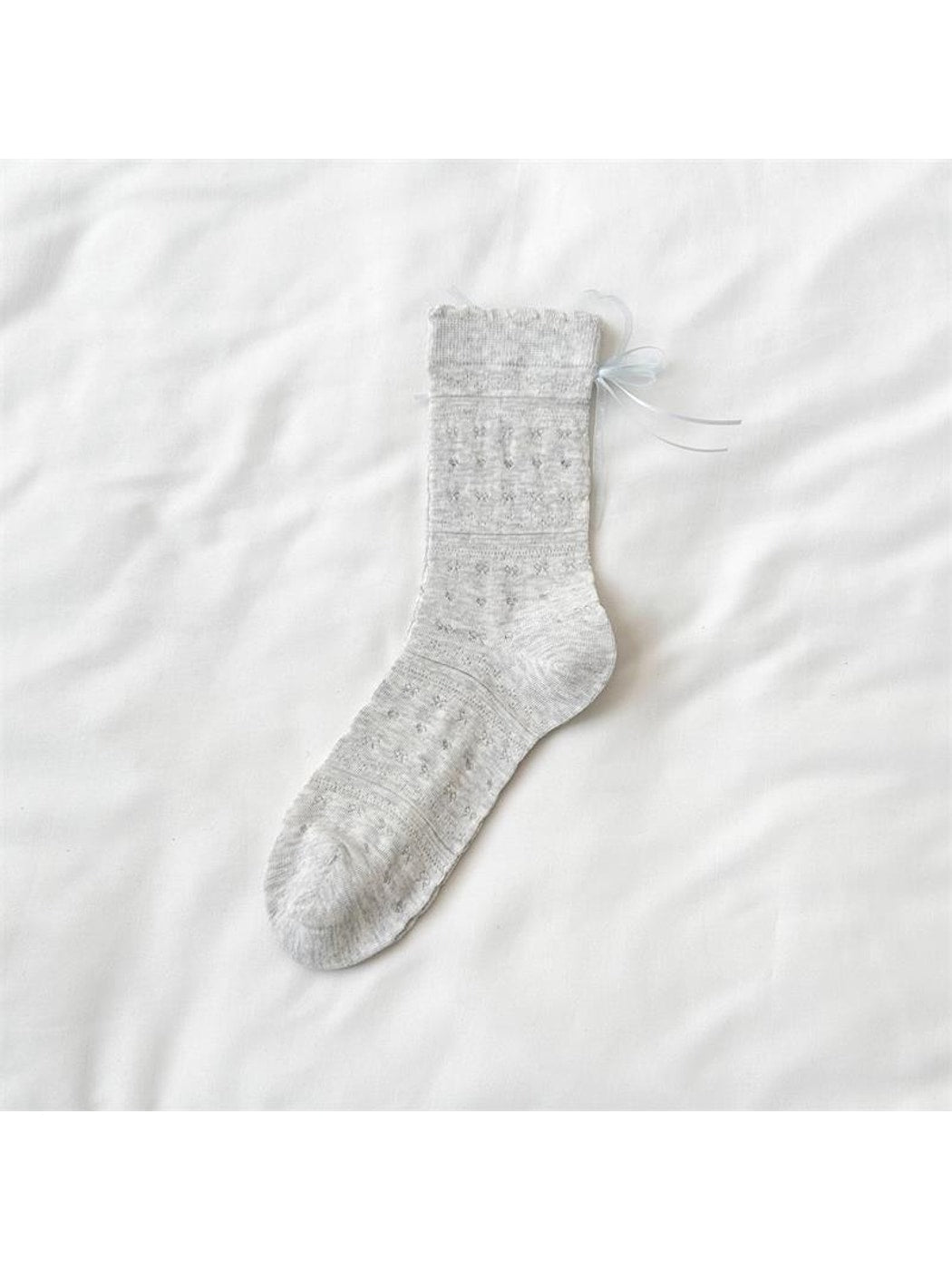 Rufia - Hearts and Bow Embossing Crew Socks