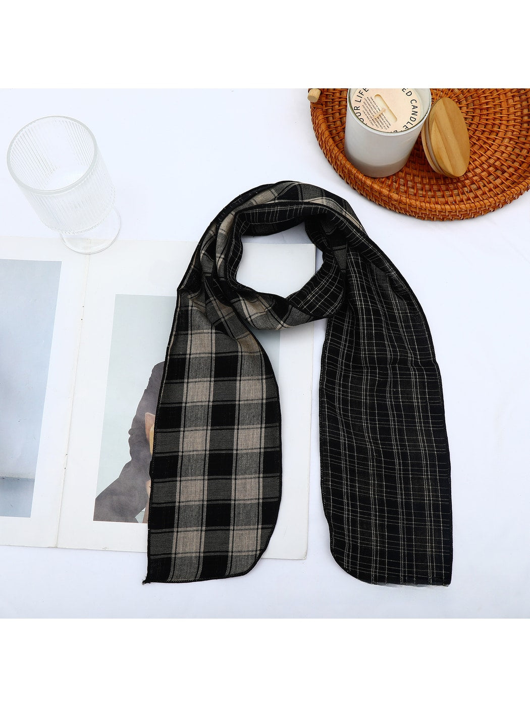 Scarvii - Vintage Plaid Check Pattern Long Scarf