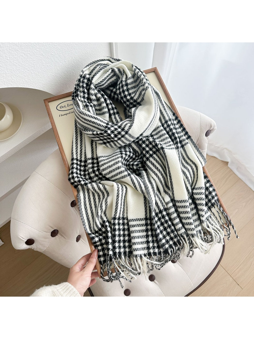 Scarvii - Long Plaid Draped Tassel Winter Scarf