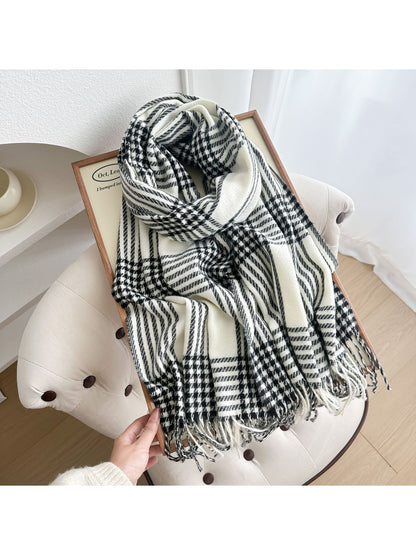 Scarvii - Long Plaid Draped Tassel Winter Scarf