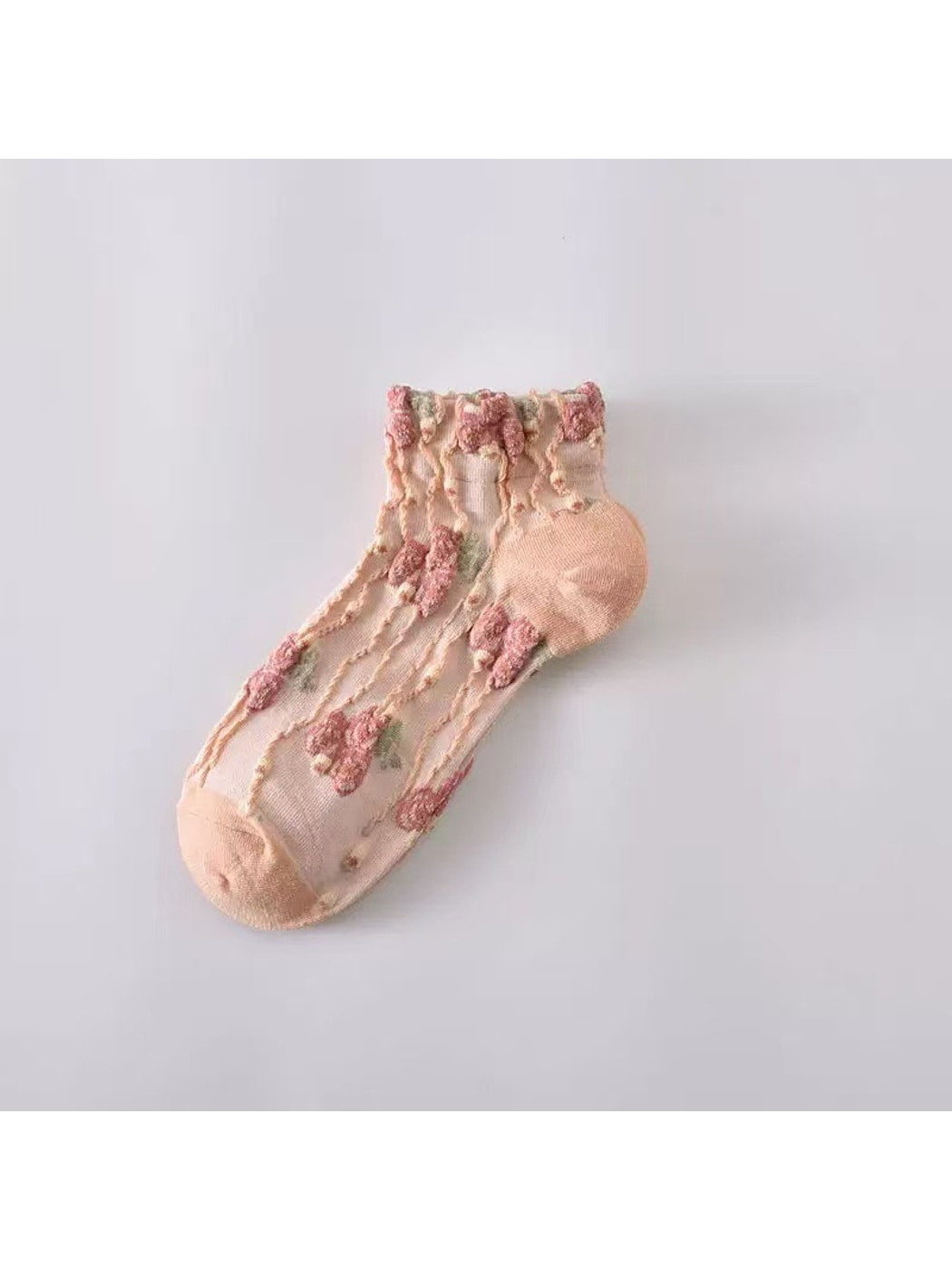 Rufia - Vintage Floral Relief Pattern Ankle Socks