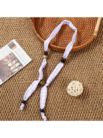 Scarvii - Minimalist Beaded Ribbon Style Narrow Scarf