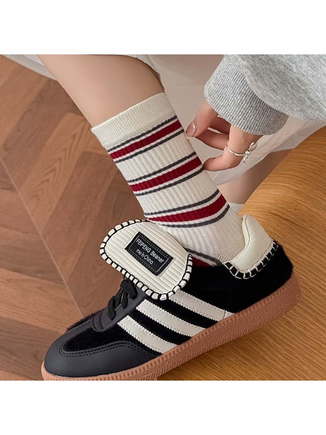 Rufia - Striped Sporty Mid-Calf Socks for Women
