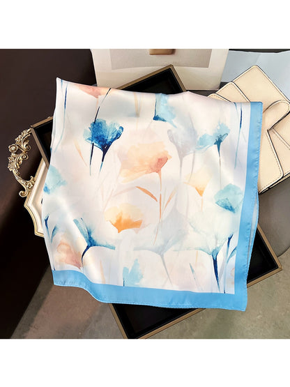 Scarvii - Watercolor Floral Neck Accent Square Scarf