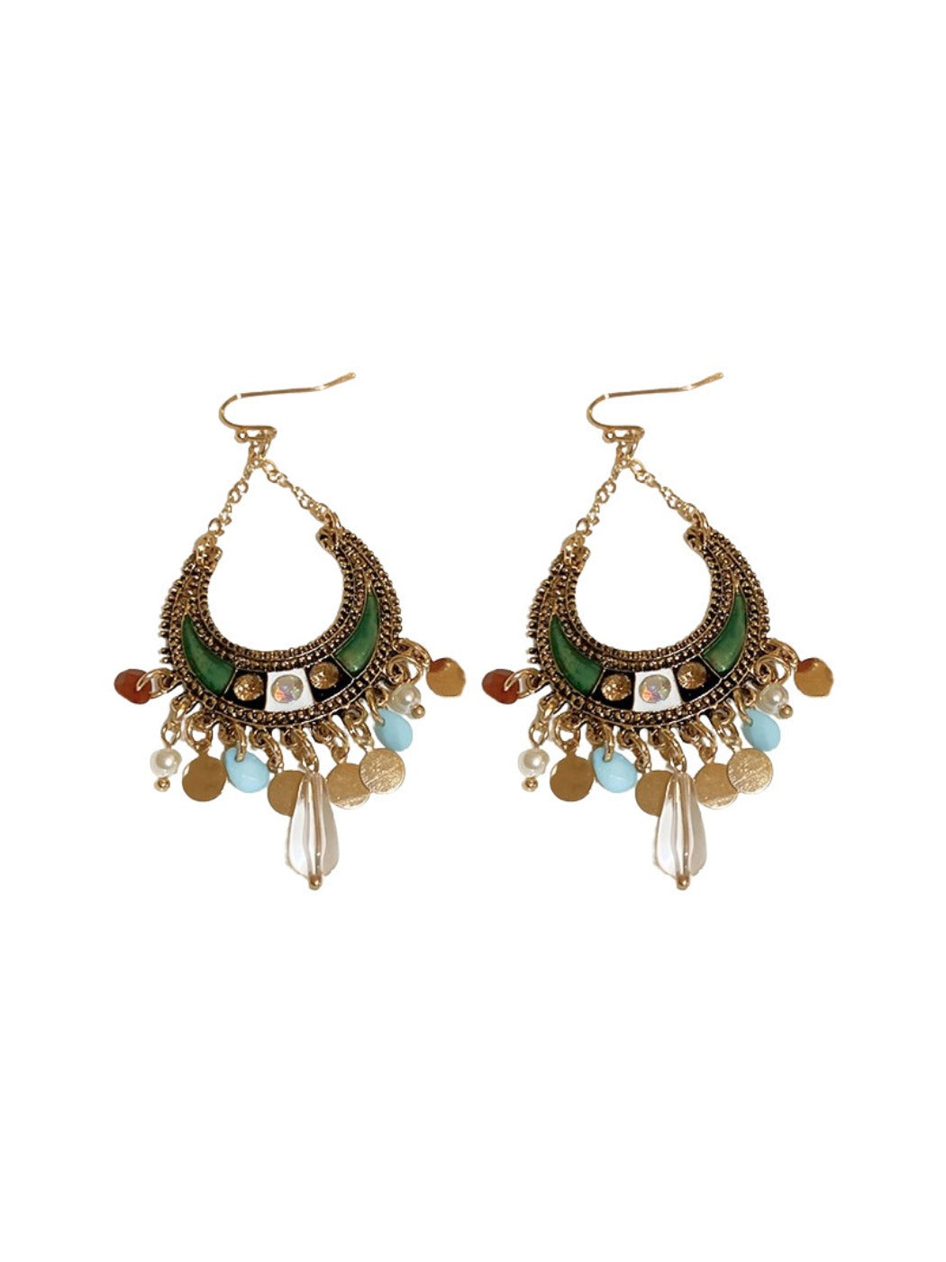 Earwish – Boho Moon Drop Tassel Earrings