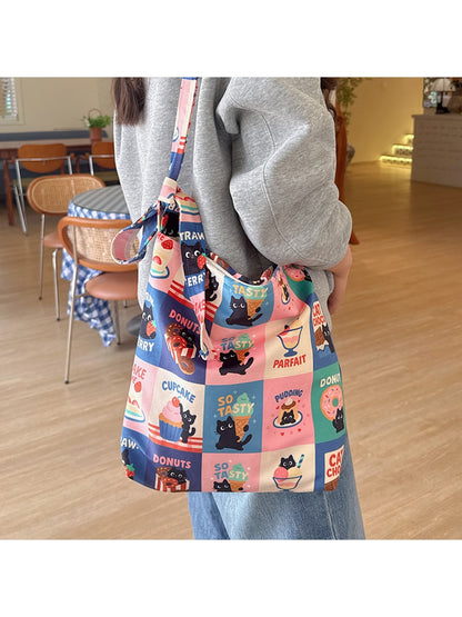 Cosbai - Cute Cat Dessert Print Casual Crossbody Bag