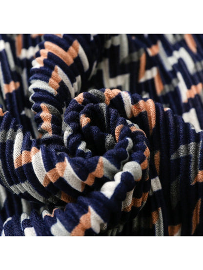 Scarvii - Vintage Navy Crinkled Scarf with Geometric