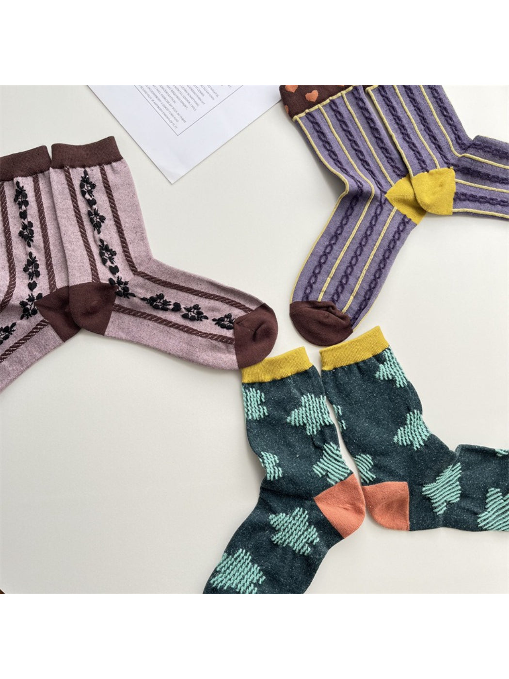 Rufia - Mixed Motif Crew Socks
