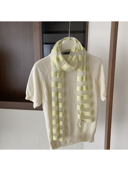 Scarvii - Soft Stripe Knit Long Scarf