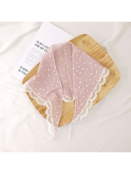 Scarvii - Floral Gingham Lace Trim Triangle Bandana