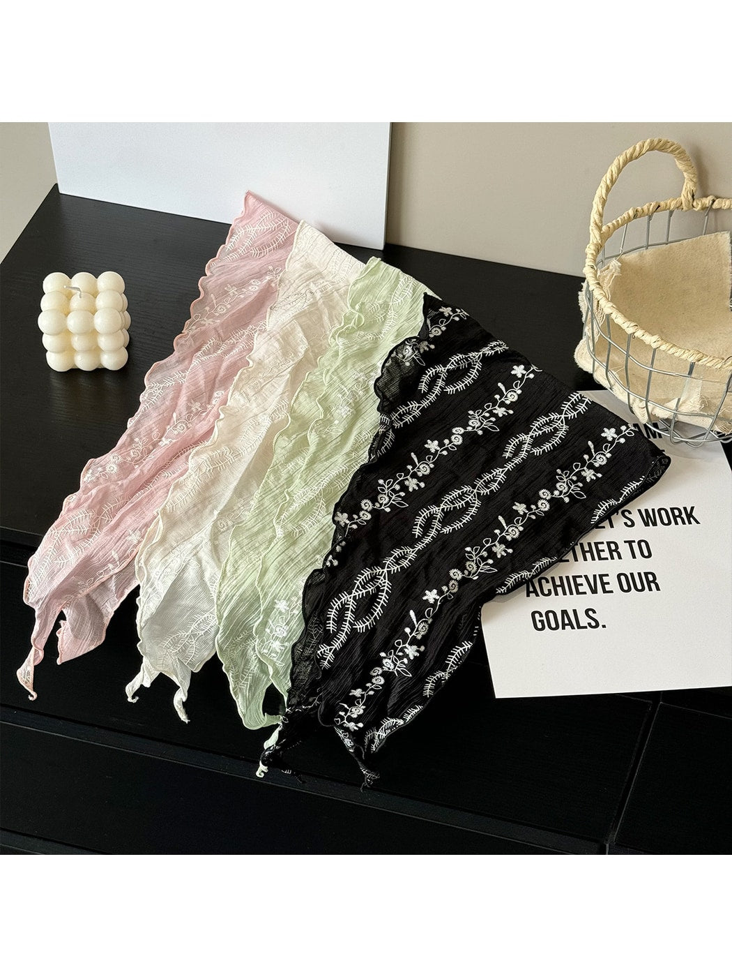 Scarvii - Embroidered Trim Decorative Triangle Bandana