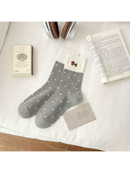 Rufia - Shiba Dot Patch Crew Socks