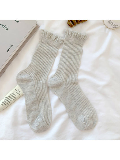Rufia - Ribbed Ruffle Trim Classic Crew Socks product image 8