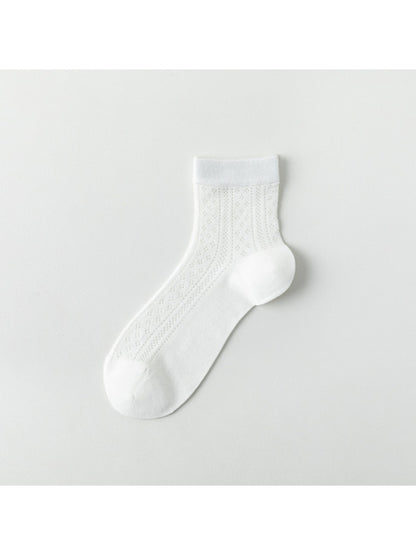 Rufia - Elegant Sheer Mesh Detail Crew Socks