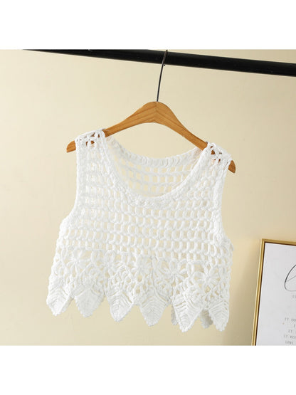 Crosa - Geometric Hollow-Out Sleeveless Knit Vest