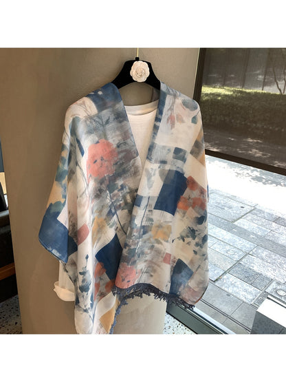 Scarvii - Painterly Print Long Rectangular Shawl