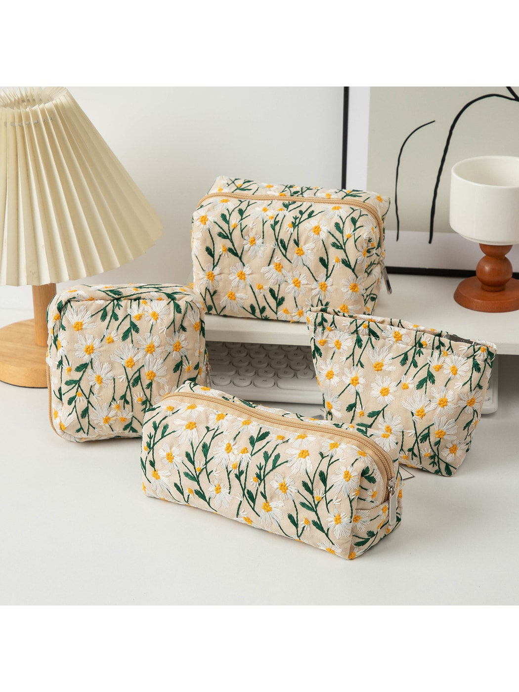 Cosbai - Elegant Floral Embroidery Cosmetic Organizer Bag