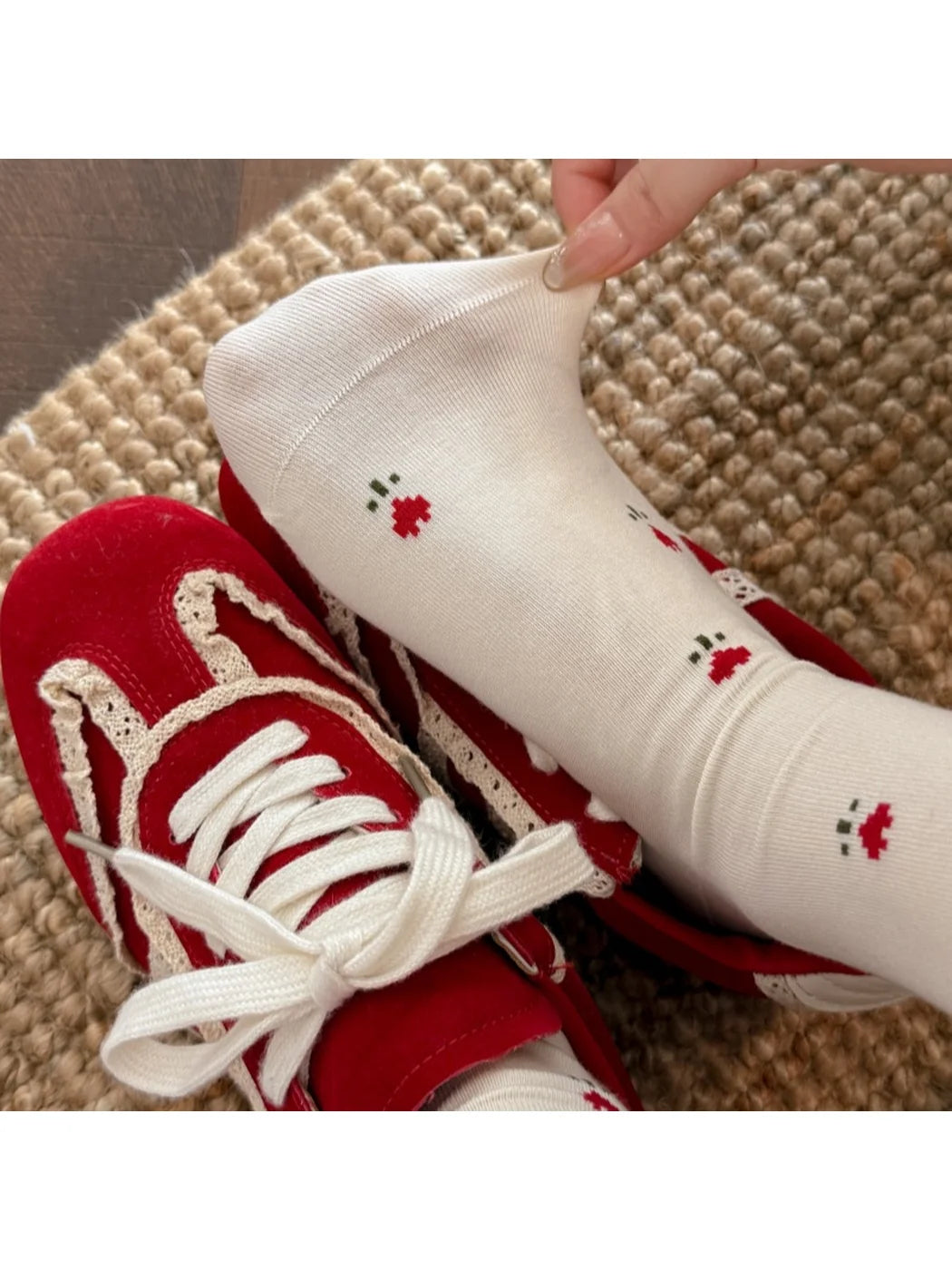 Rufia - Sheep Ribbed-Cuff Crew Socks