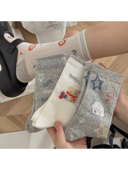 Rufia - Cute Cartoon Ribbed Crew Socks product image 2