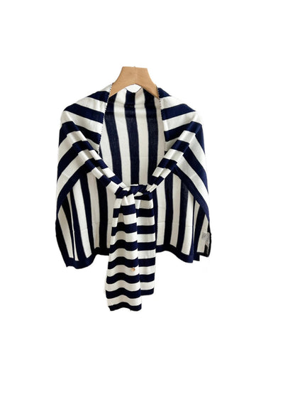 Scarvii - Striped T-Shaped Knit Scarf