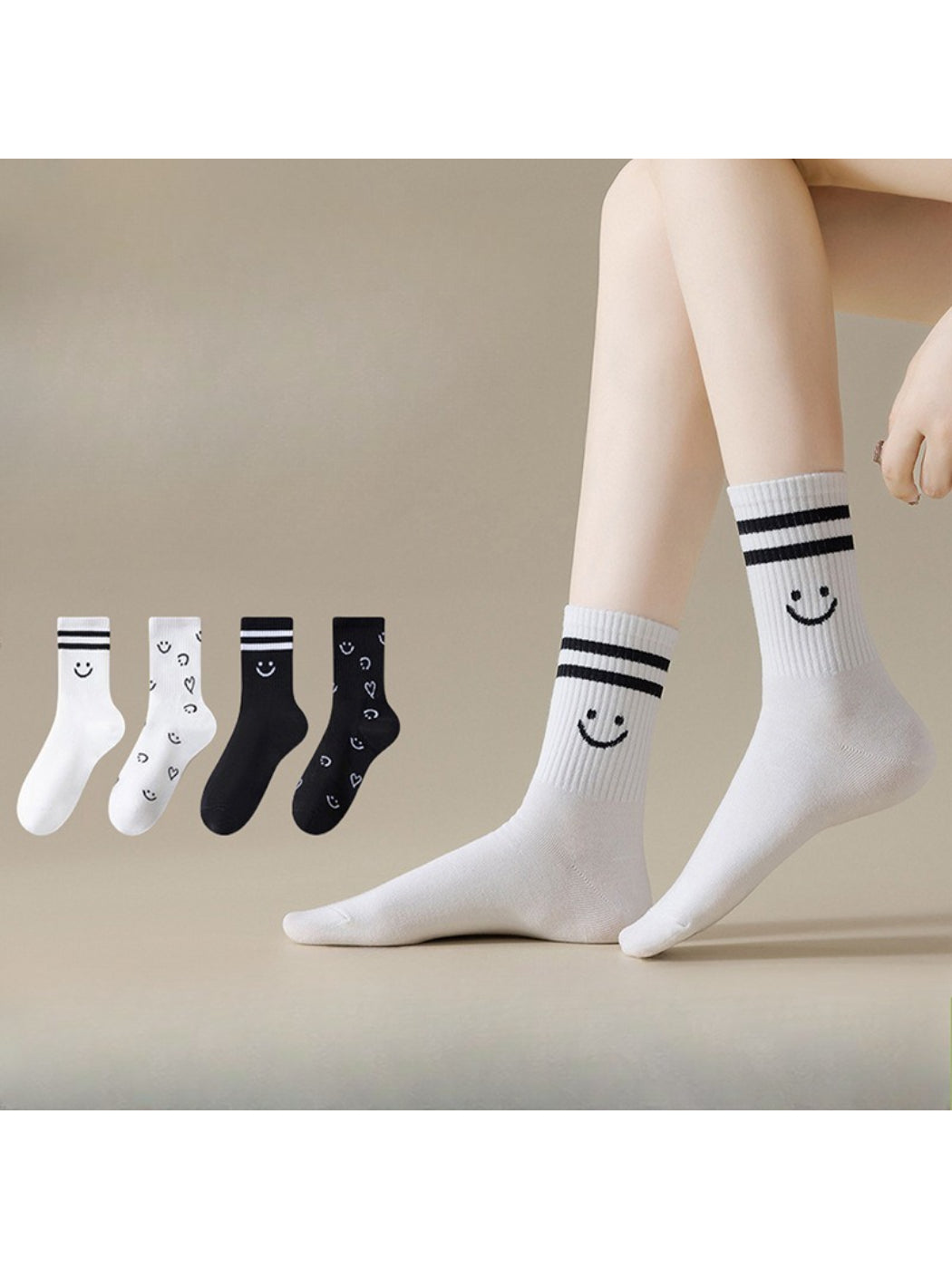 Rufia - Smiley Face Stripe Crew Socks product image 1