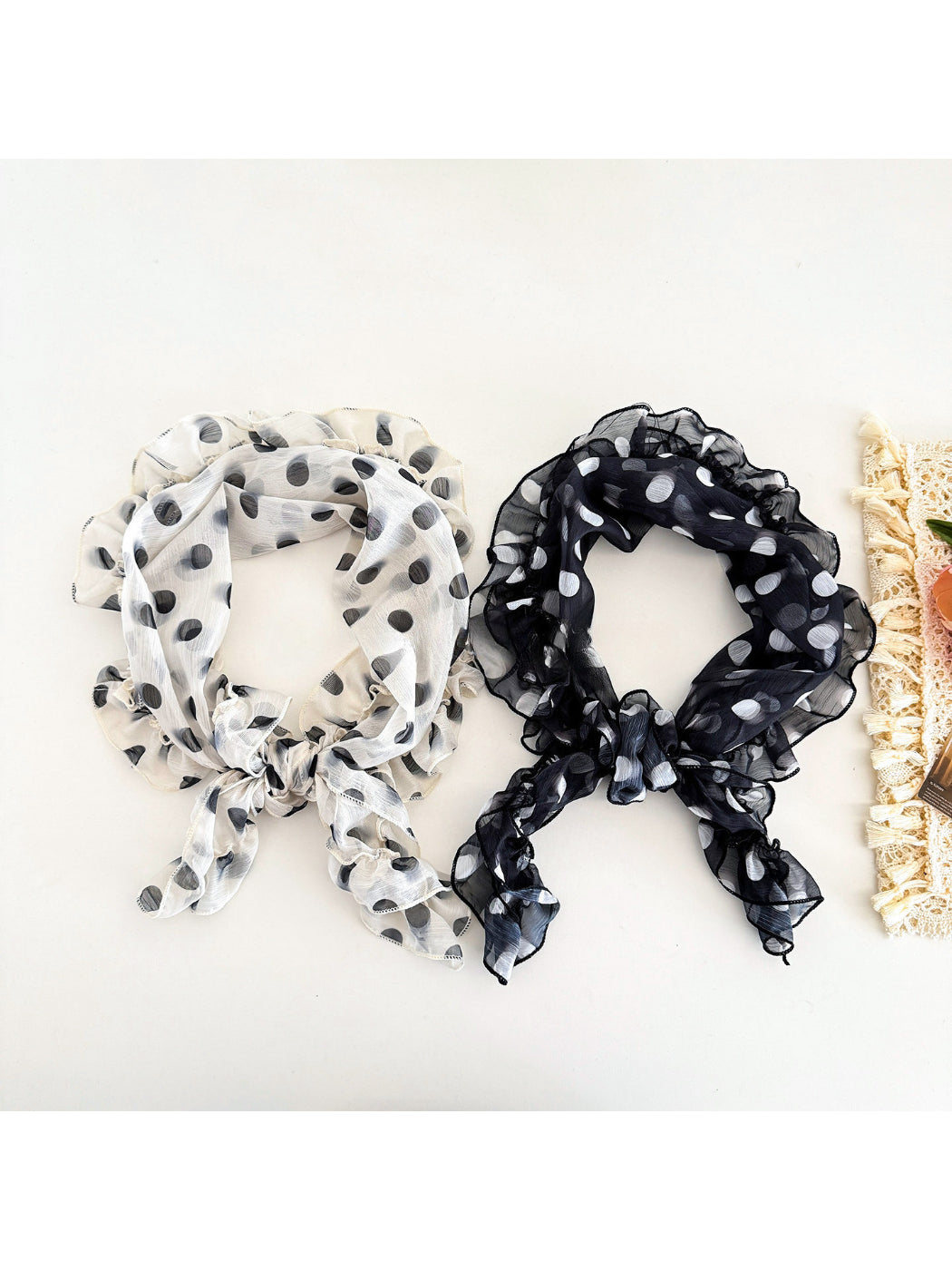 Scarvii - Polka Dot Ruffle Edge Scarf