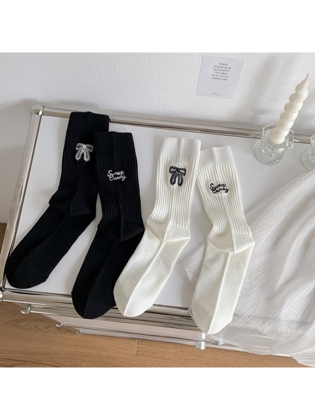 Rufia - Soft Ribbon Detail Crew Socks