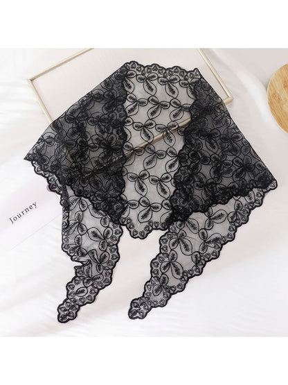 Scarvii - Embroidered Floral Lace Triangle Bandana