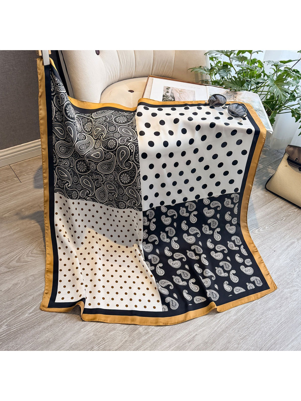 Scarvii - Patchwork Dot Paisley Print Scarf