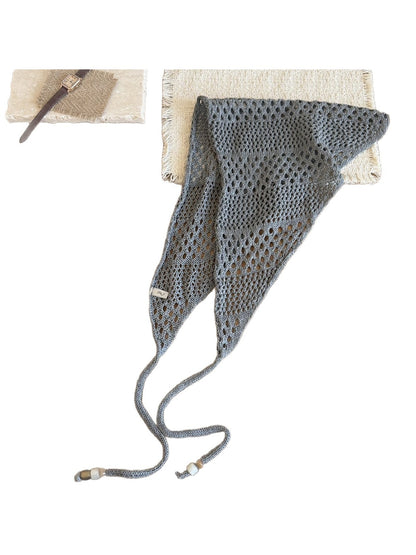 Scarvii - Solid Openwork Knit Triangle Scarf