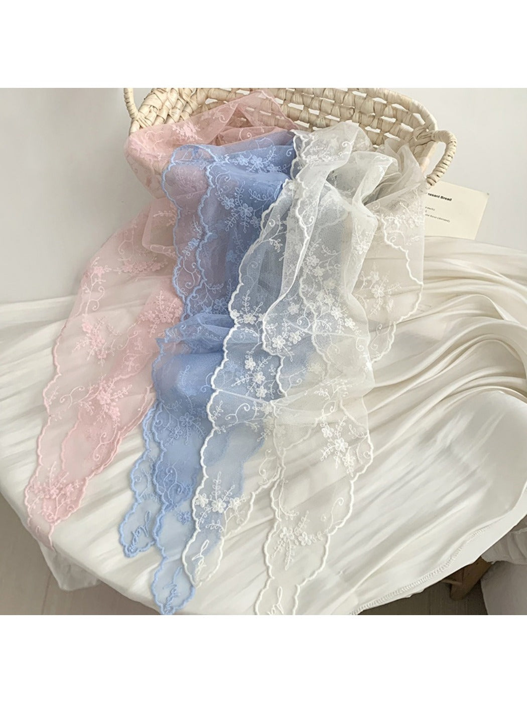 Scarvii - Sweet Lace Sheer Triangle Scarf - Feminine & Delicate