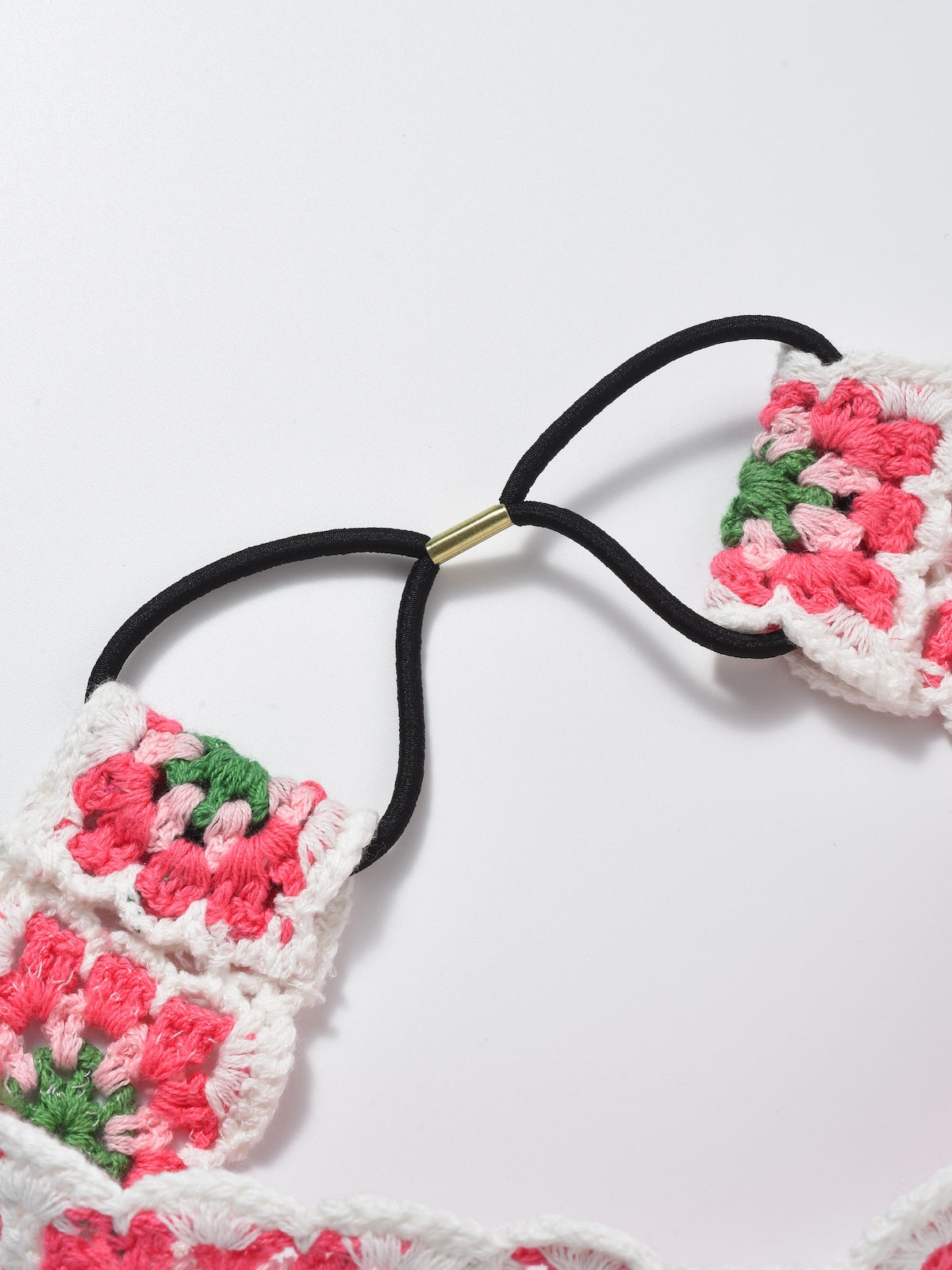 Scarvii vintage crochet floral headband displayed flat highlighting floral crochet design