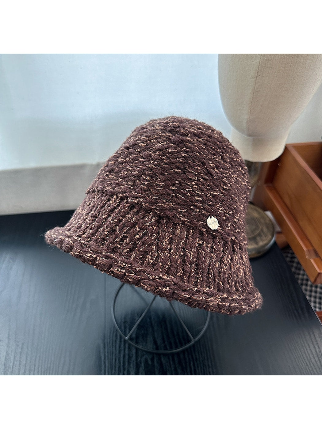 Haila - Solid Color Foldable Round Crown Bucket Hat