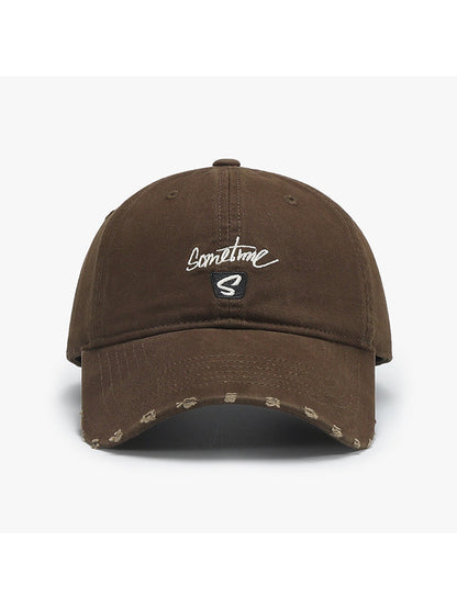 Haila - Round Crown Embroidered Detail Foldable Baseball