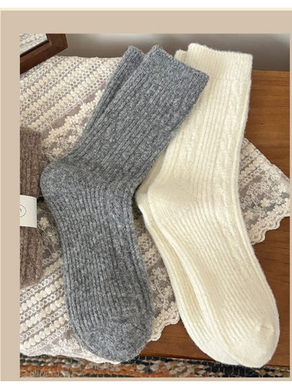 Rufia - Fluffy Soft Rib Knit Crew Socks