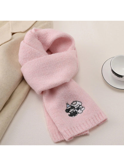 Scarvii Grey Scarf with Dog Embroidery