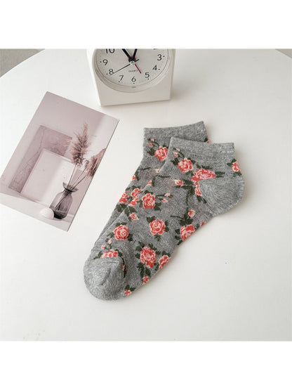Rufia - Vintage Rose Pattern Ankle Socks