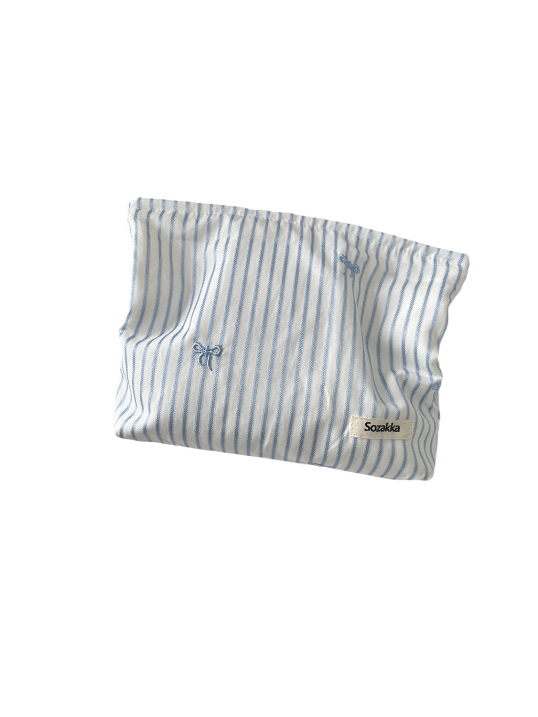 Cosbai – Blue Plaid & Bow Embroidered Cosmetic Bag