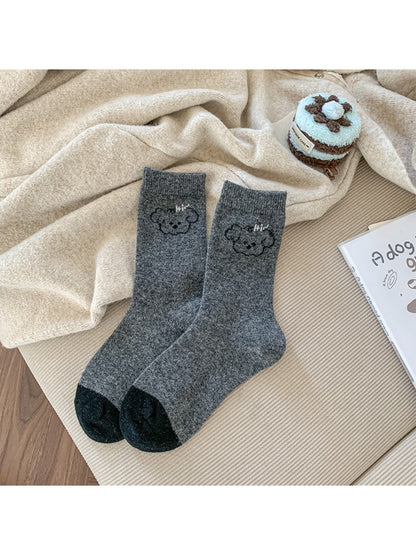 Rufia - Cute Bear Face Crew Socks